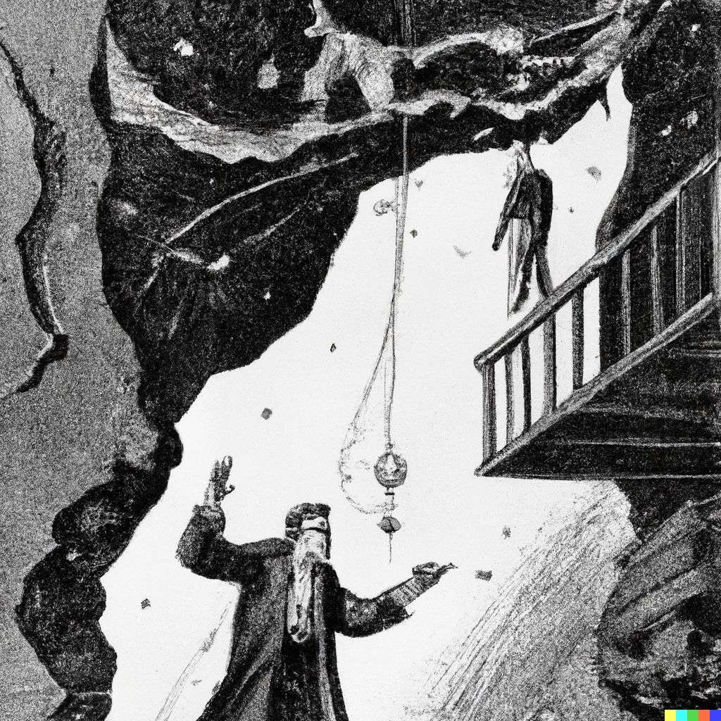 the discovery of gravity, print by Bernie Wrightson